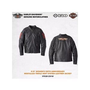 Harley Davidson 120th Anniversary Women's Sz M Triple Vent Leather Jacket NWT